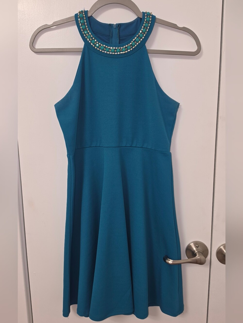 Poppies & Roses Girls 14 Beaded Halter Fit & Flare Dress